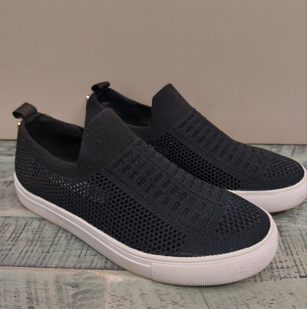 Black Knit Slip-On Sneakers with Sock-Like Collar